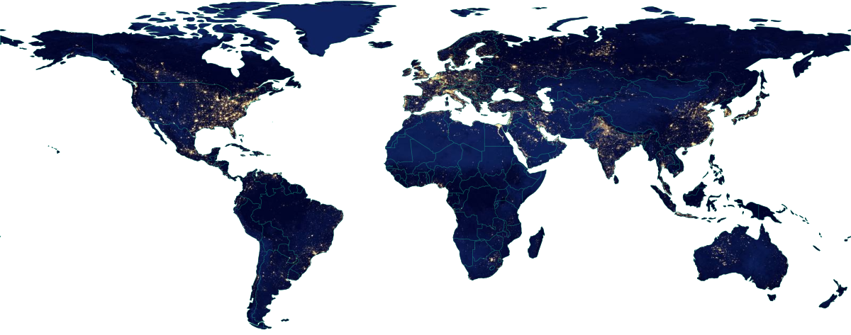 HostCloud managed hosting infrastructure regions worldwide, at night